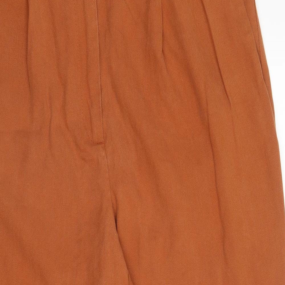 M&S Womens Orange  Lyocell Capri Trousers Size 16 L23 in Regular Zip