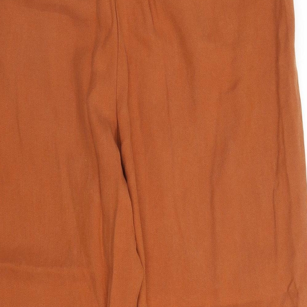 M&S Womens Orange  Lyocell Capri Trousers Size 16 L23 in Regular Zip