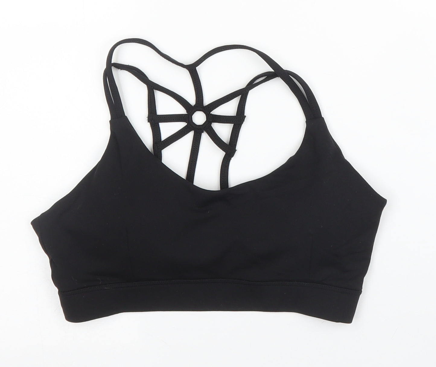 Preworn Womens Black  Nylon Cropped Tank Size L Scoop Neck - Sports bra