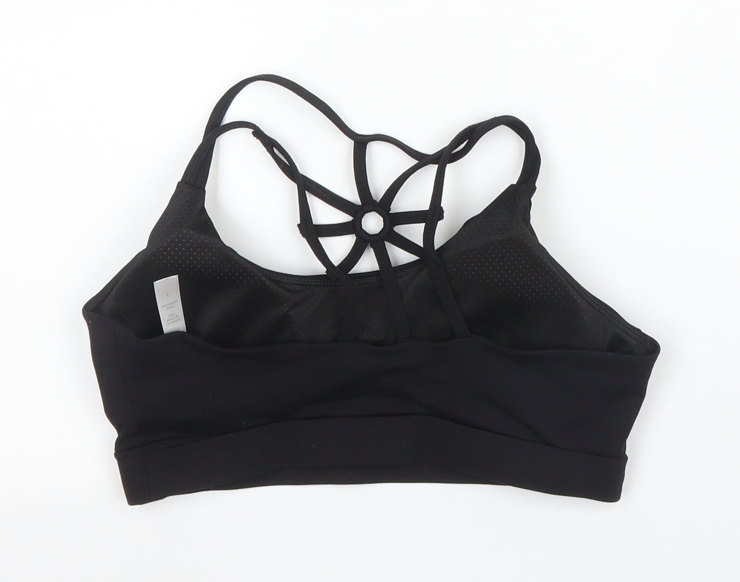 Preworn Womens Black  Nylon Cropped Tank Size L Scoop Neck - Sports bra