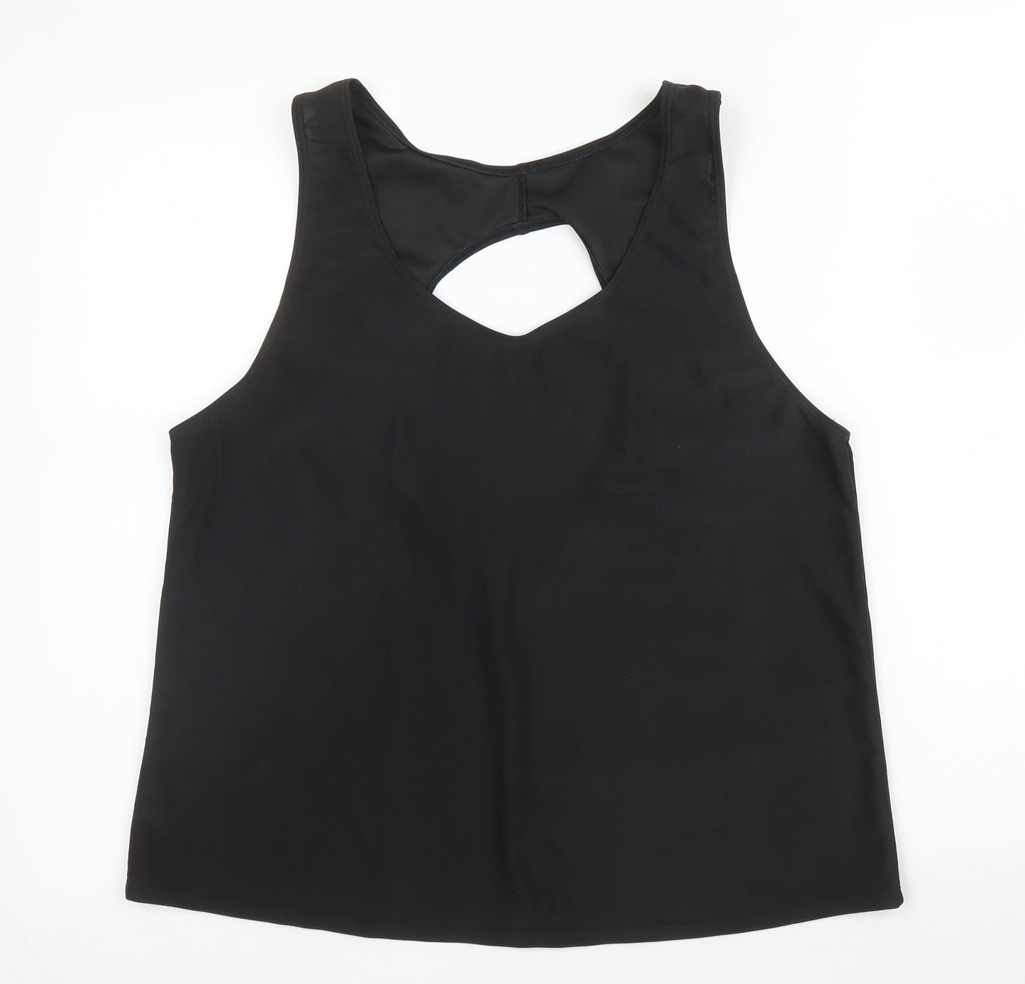 Preworn Womens Black  Polyester Basic Blouse Size L Square Neck