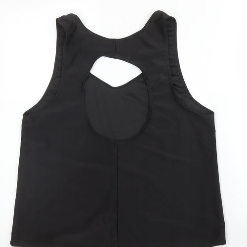 Preworn Womens Black  Polyester Basic Blouse Size L Square Neck