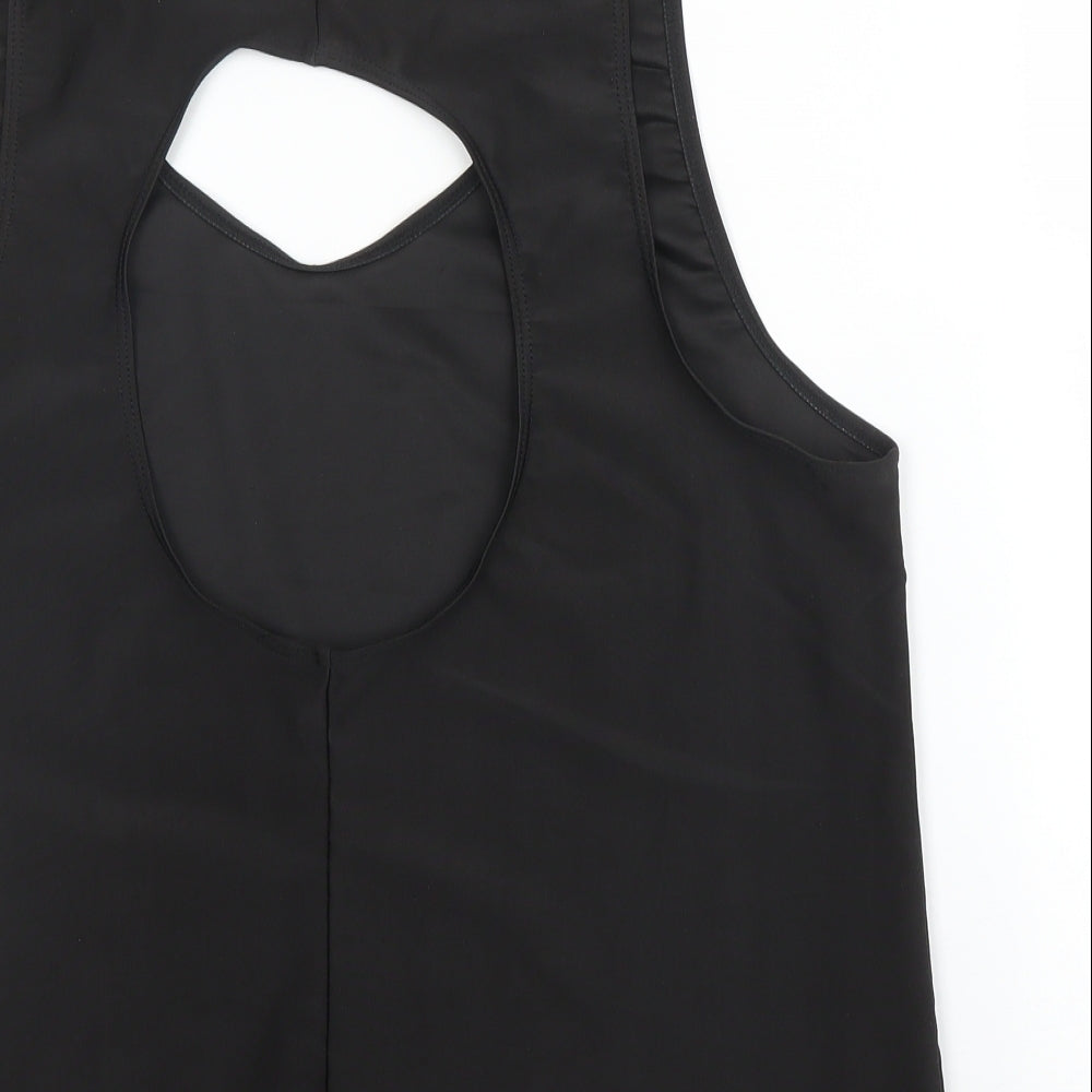 Preworn Womens Black  Polyester Basic Blouse Size L Square Neck