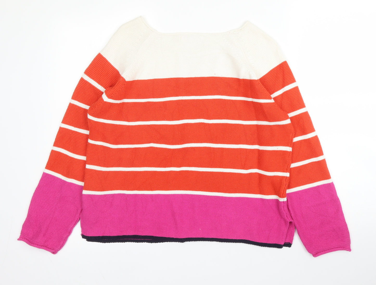 NEXT Womens Pink Boat Neck Striped Cotton Pullover Jumper Size 14