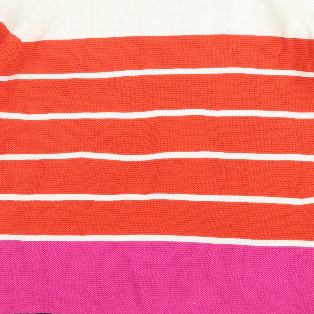 NEXT Womens Pink Boat Neck Striped Cotton Pullover Jumper Size 14