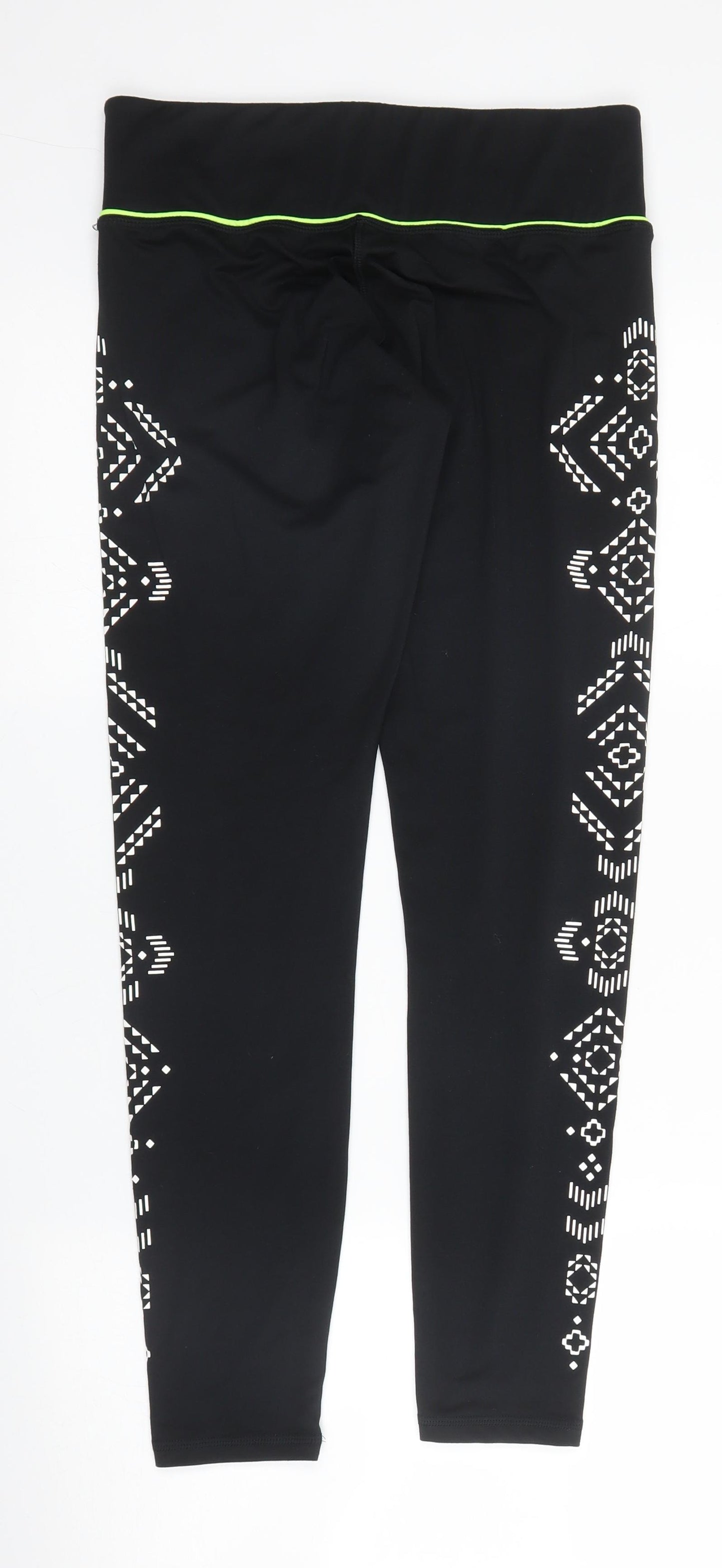 New Look Womens Black Geometric Polyester Capri Leggings Size M L26 in