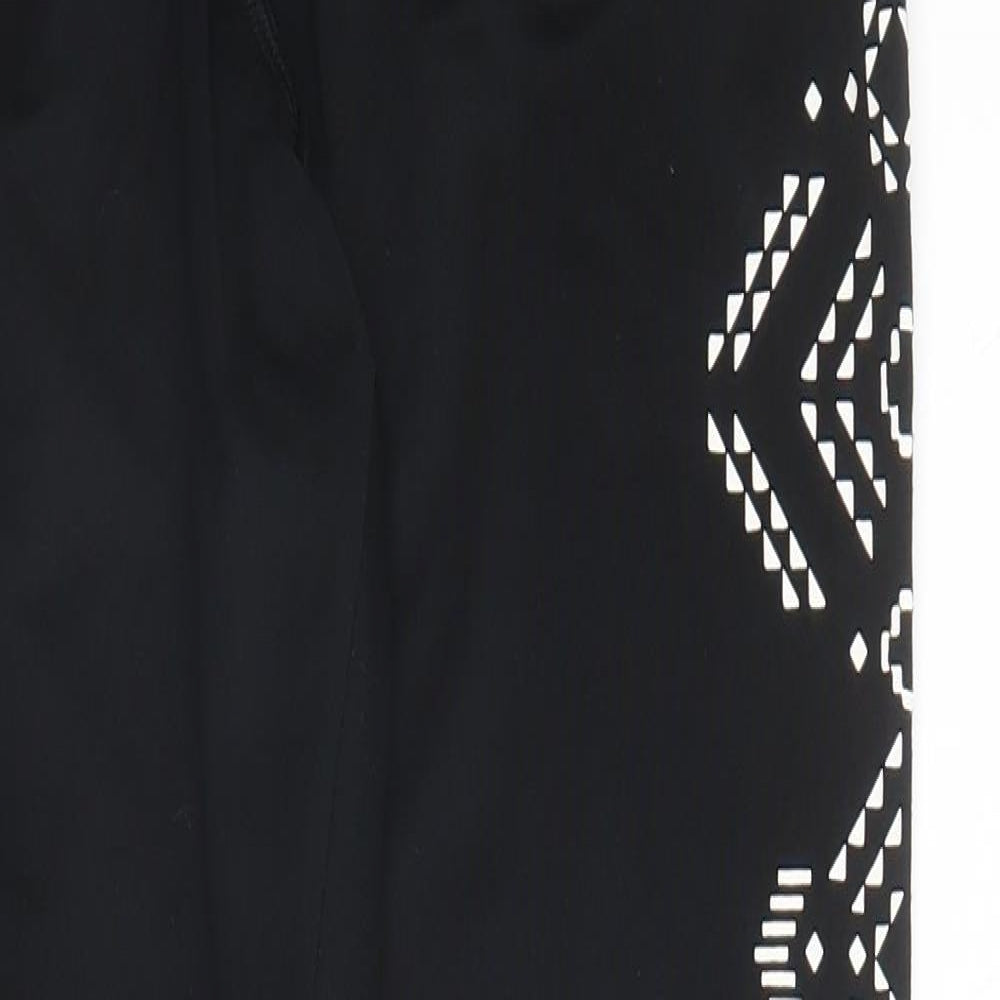 New Look Womens Black Geometric Polyester Capri Leggings Size M L26 in