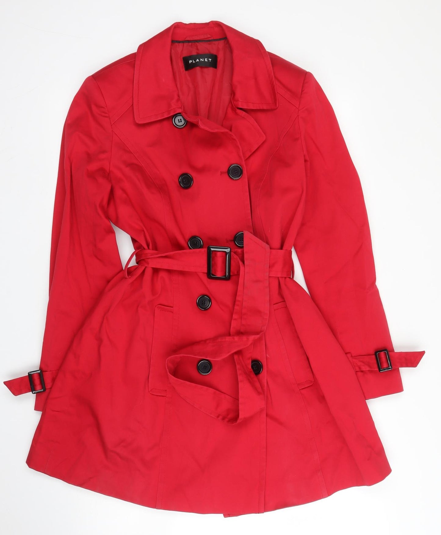 Planet Womens Red   Trench Coat Coat Size 14  Button