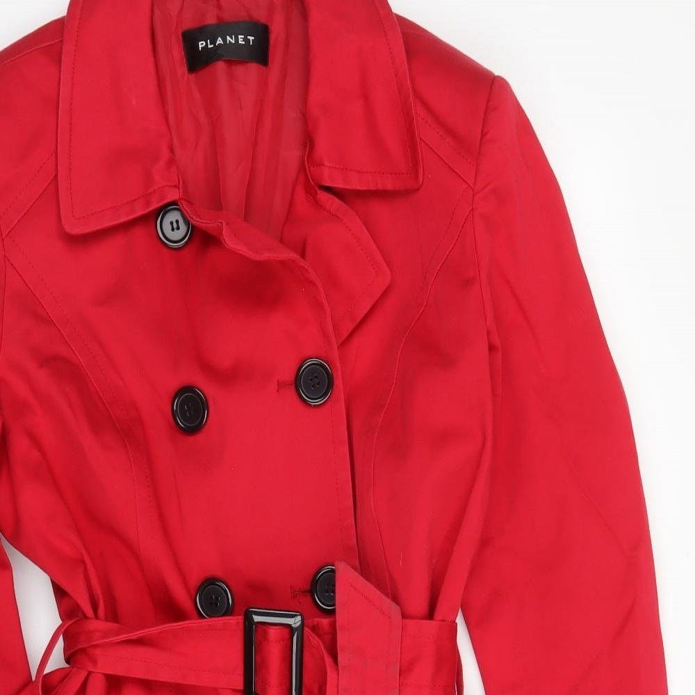Planet Womens Red   Trench Coat Coat Size 14  Button