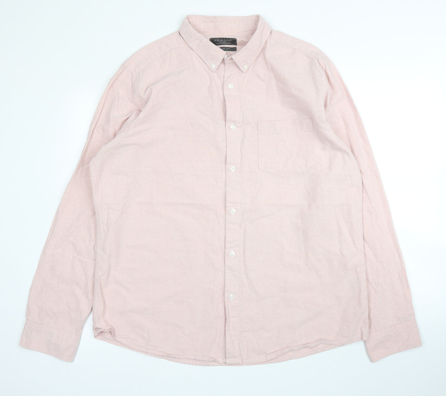 Primark Mens Pink  Cotton  Button-Up Size 2XL Collared Button