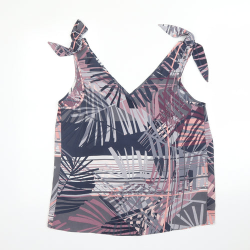 Papaya Womens Purple Geometric Polyester Basic Blouse Size 12 V-Neck