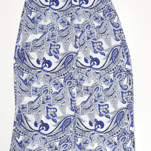 Love Womens Blue Paisley Polyester Trousers  Size S L30 in Regular Zip