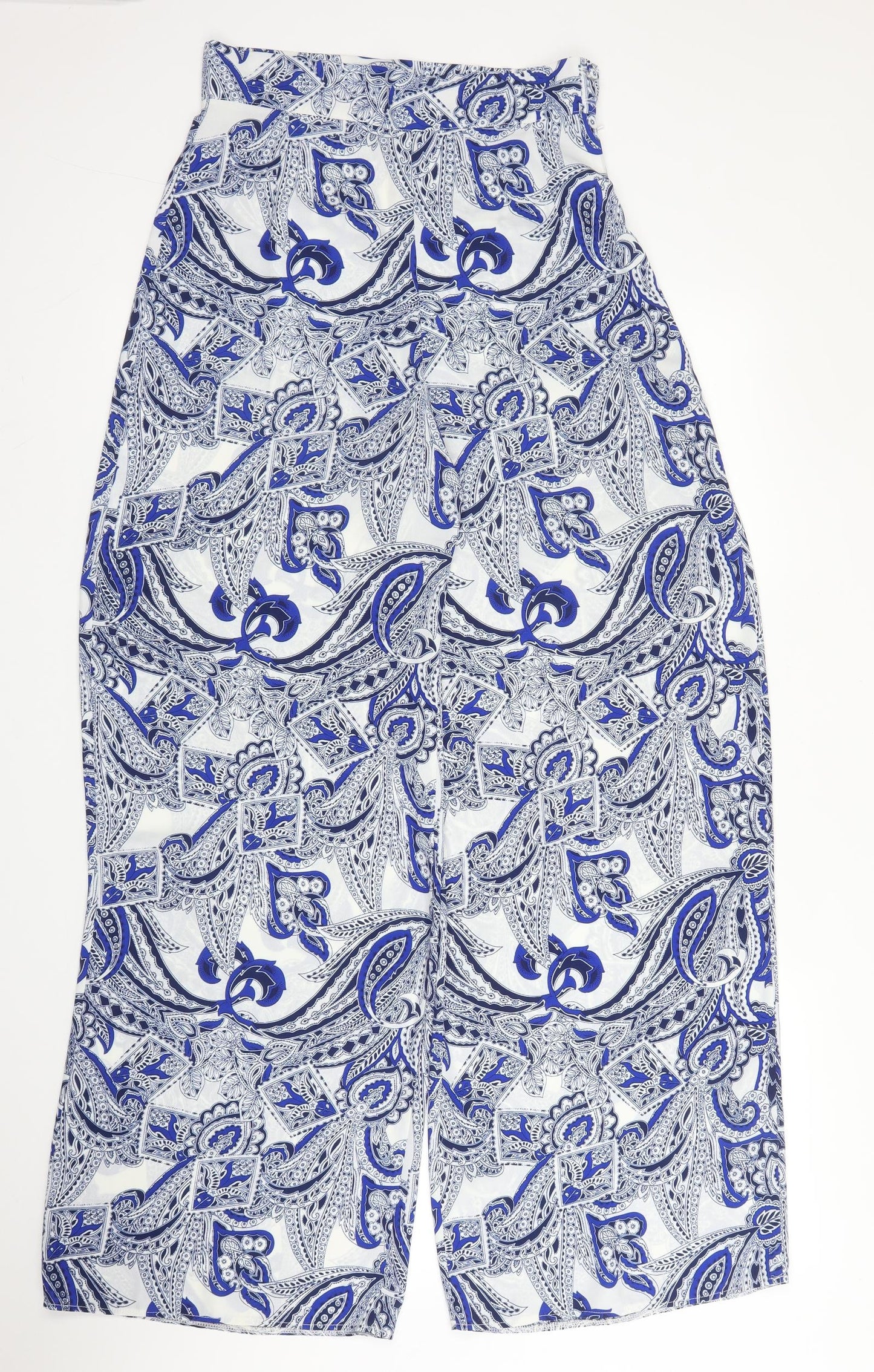 Love Womens Blue Paisley Polyester Trousers  Size S L30 in Regular Zip