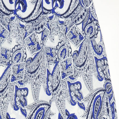 Love Womens Blue Paisley Polyester Trousers  Size S L30 in Regular Zip