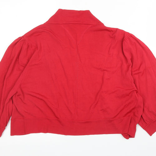 Planet Womens Red V-Neck  Viscose Cardigan Jumper Size XL