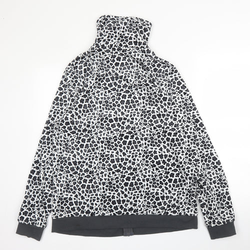 ESMARA Womens Grey High Neck Animal Print Cotton Full Zip Jumper Size 18   - Leopard print