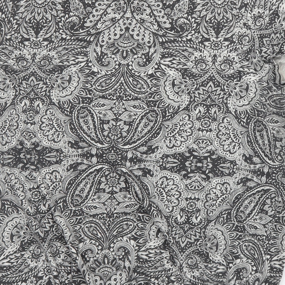 George Womens Grey Paisley Cotton Basic Blouse Size 18 Round Neck