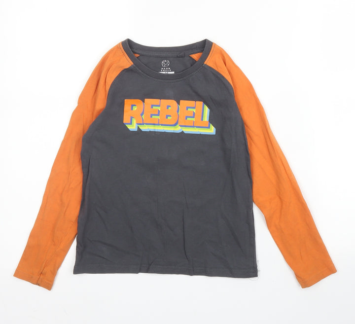 Neon Sheep Boys Orange Cotton Basic T-Shirt Size 5 Years Round Neck