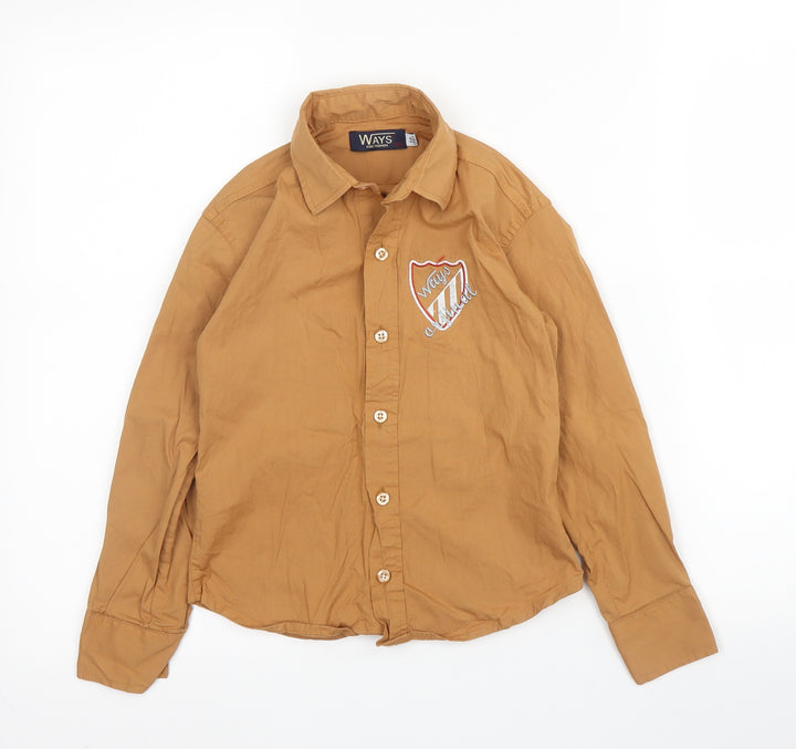 Ways Boys Beige Cotton Basic Button-Up Size 5 Years Collared Button