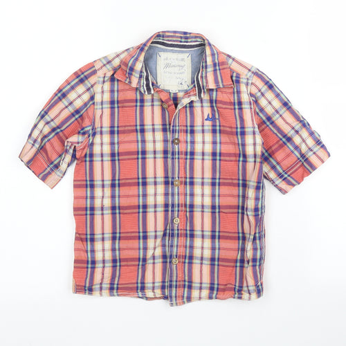 Debenhams Boys Orange Plaid Cotton Basic Button-Up Size 5 Years Collared Button