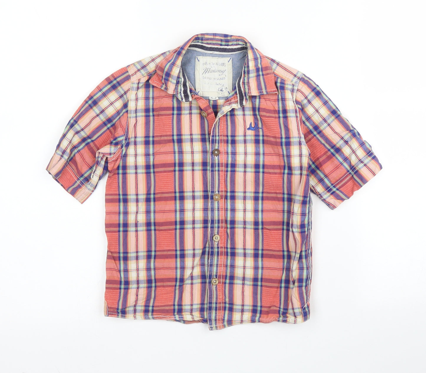 Debenhams Boys Orange Plaid Cotton Basic Button-Up Size 5 Years Collared Button