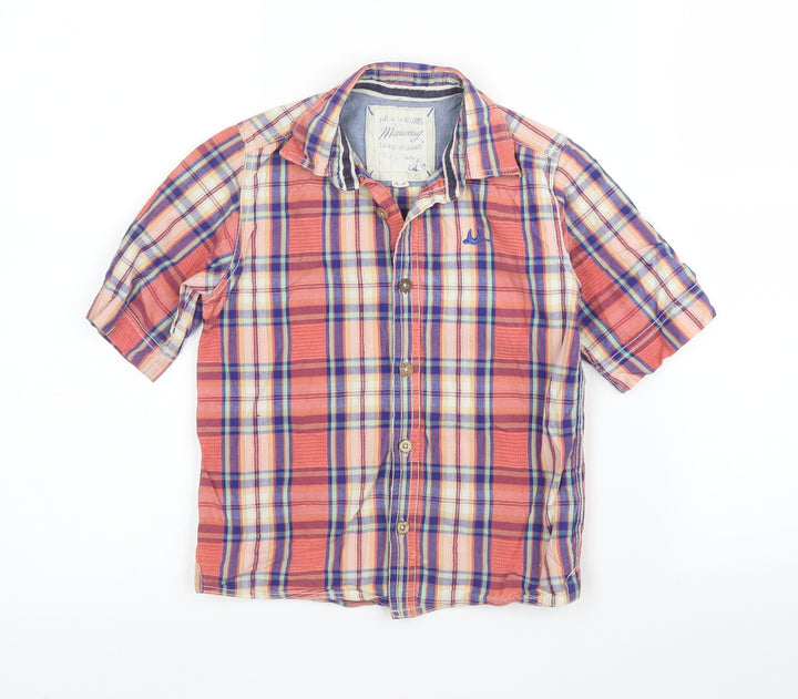 Debenhams Boys Orange Plaid Cotton Basic Button-Up Size 5 Years Collared Button