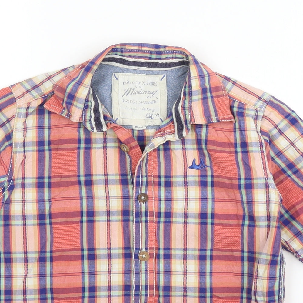 Debenhams Boys Orange Plaid Cotton Basic Button-Up Size 5 Years Collared Button