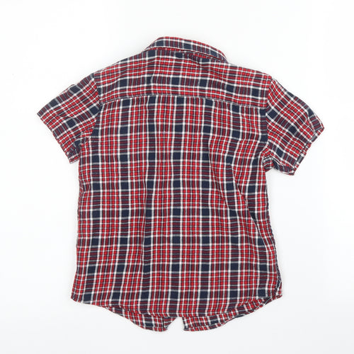 Primark Boys Red Plaid Cotton Basic Button-Up Size 5 Years Collared Button
