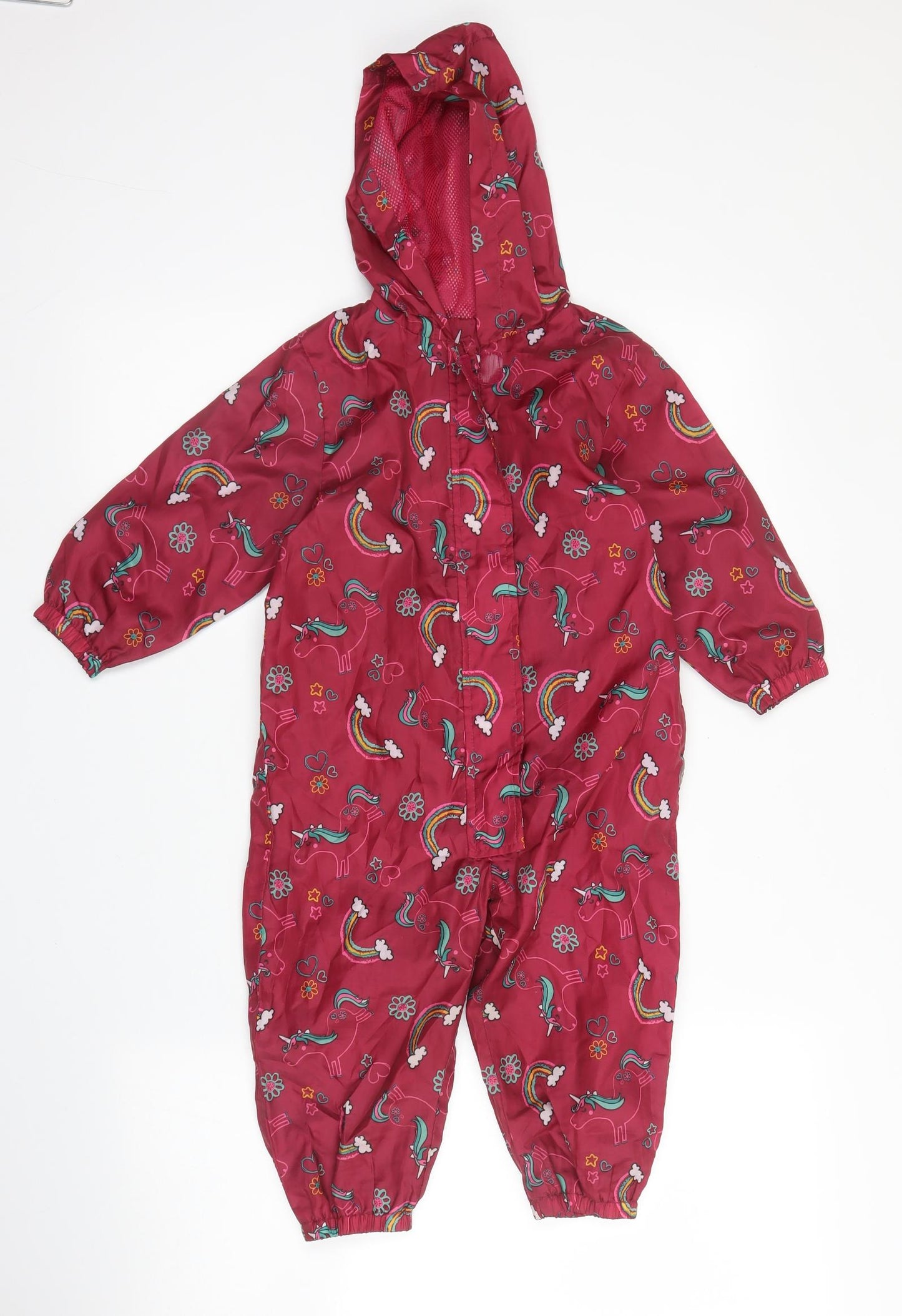 Nutmeg Girls Purple   Parka Snowsuit Size 18-24 Months   Zip - Rainbows and Unicorns