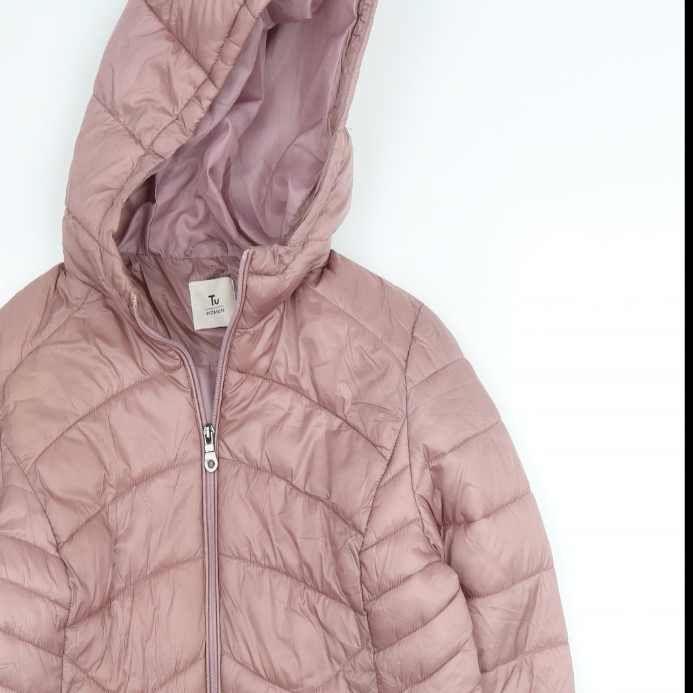 TU Womens Pink   Puffer Jacket Coat Size M  Zip