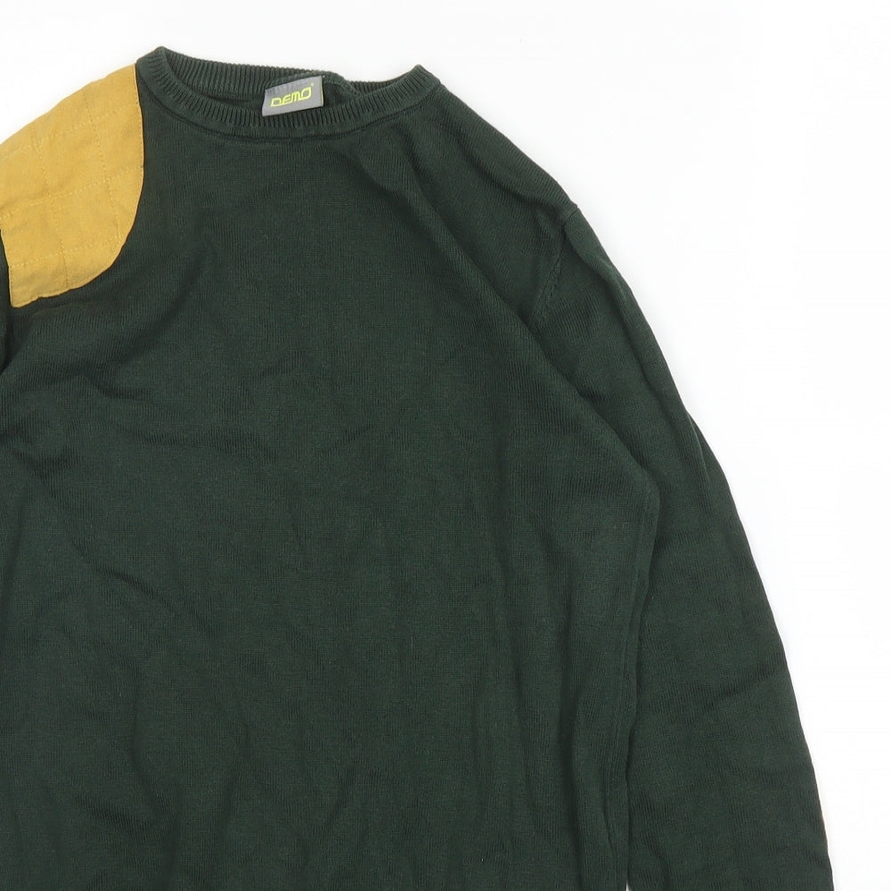 Demo Boys Green Round Neck  Cotton Pullover Jumper Size 11 Years