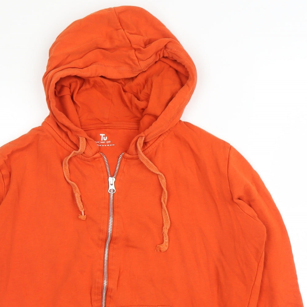TU Womens Orange  Cotton Full Zip Hoodie Size 12  Zip