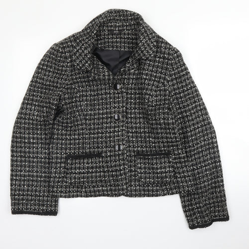 BHS Womens Black Check  Jacket  Size 14  Button