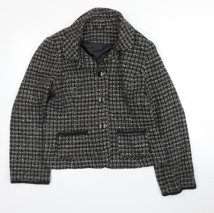 BHS Womens Black Check  Jacket  Size 14  Button