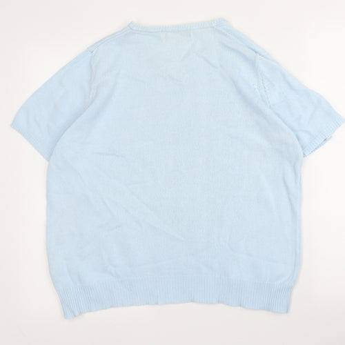 EMW Womens Blue Round Neck  Cotton Pullover Jumper Size 14