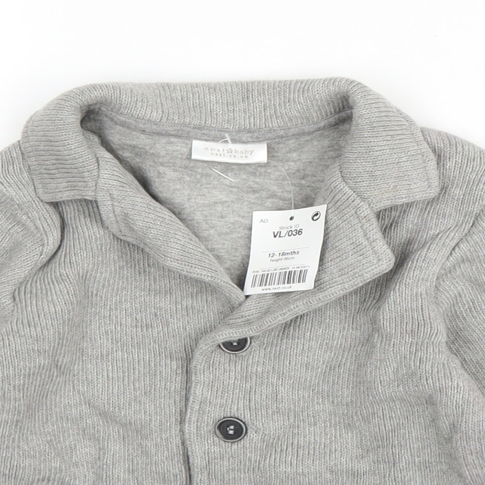 NEXT Baby Grey  Cotton Cardigan Jumper Size 12-18 Months  Button