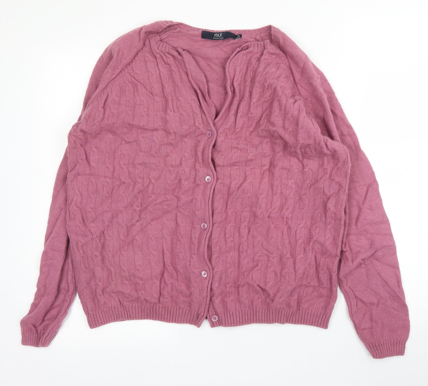 EMW Womens Pink Round Neck  Wool Cardigan Jumper Size M