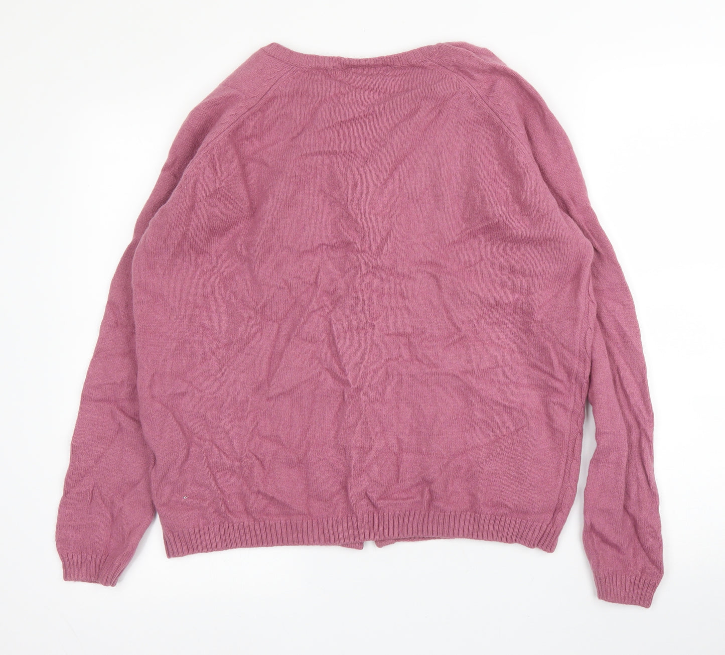 EMW Womens Pink Round Neck  Wool Cardigan Jumper Size M