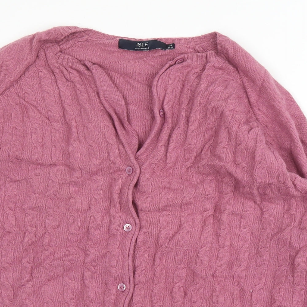 EMW Womens Pink Round Neck  Wool Cardigan Jumper Size M