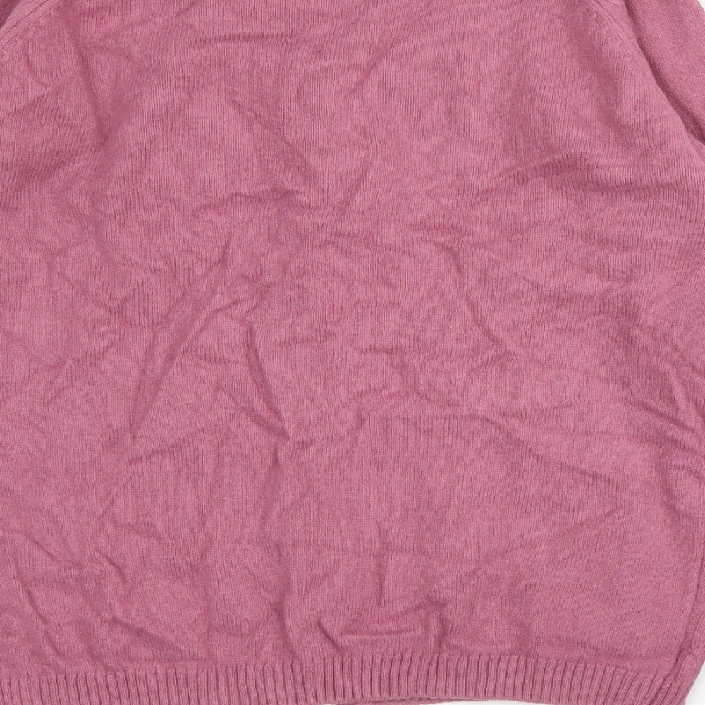 EMW Womens Pink Round Neck  Wool Cardigan Jumper Size M