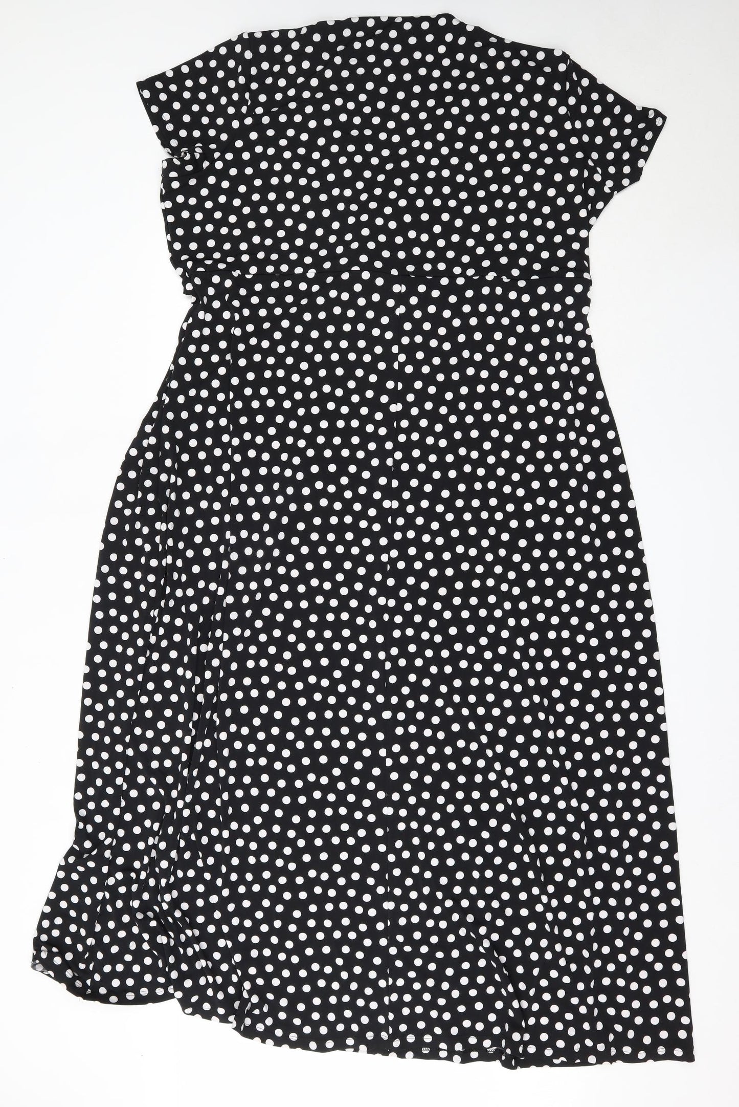 Anthology Womens Black Polka Dot Polyester Fit & Flare  Size 26  V-Neck