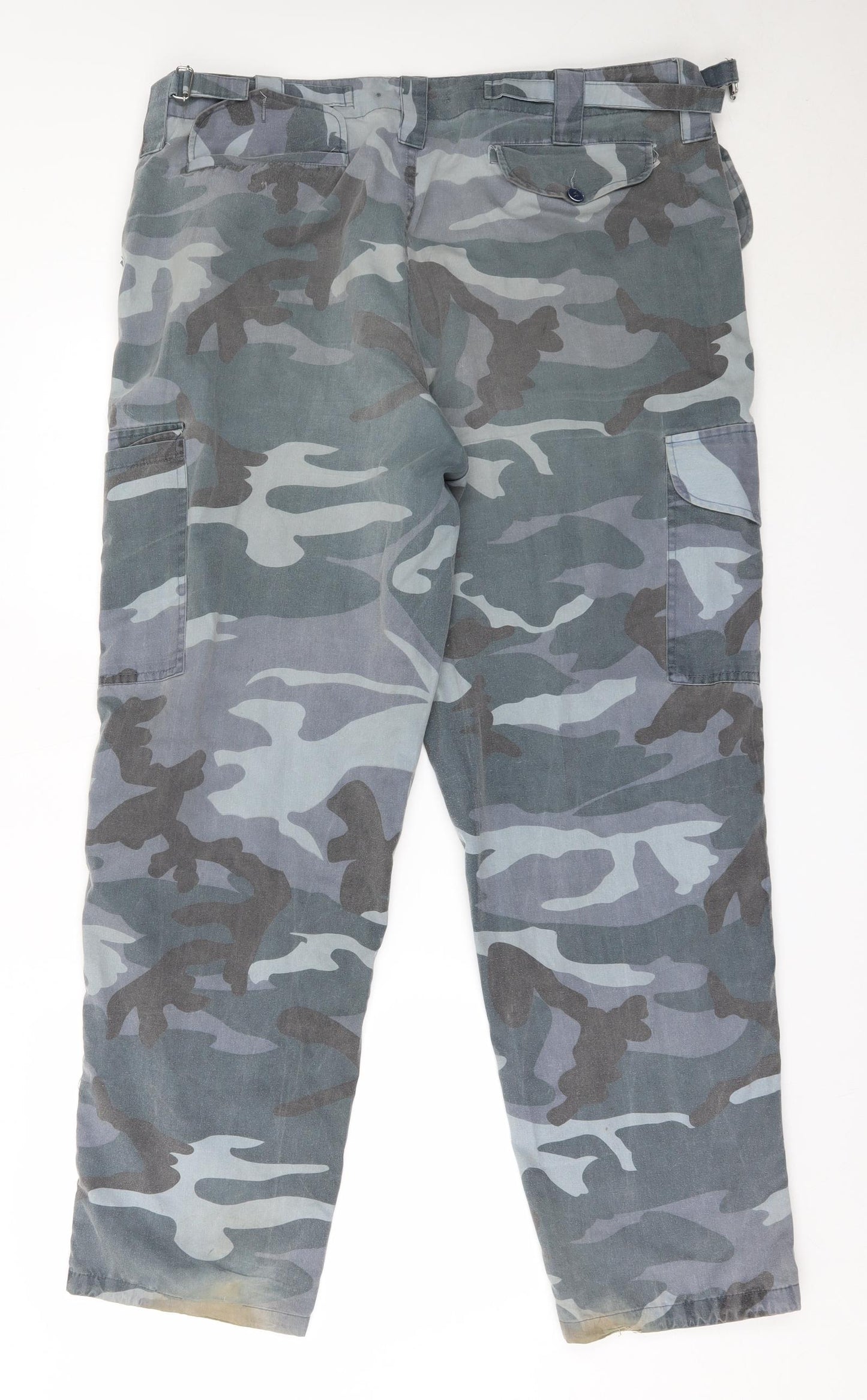 Daniel Mens Grey Camouflage Cotton Cargo Trousers Size 38 in L31 in Regular