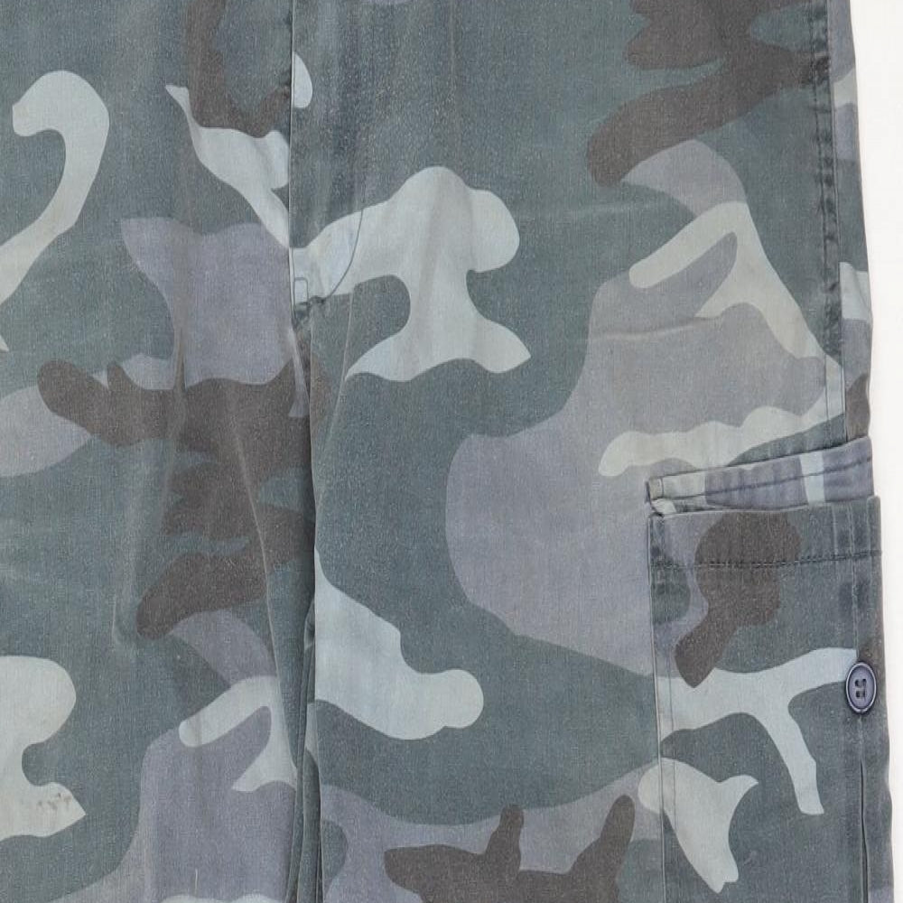 Daniel Mens Grey Camouflage Cotton Cargo Trousers Size 38 in L31 in Regular