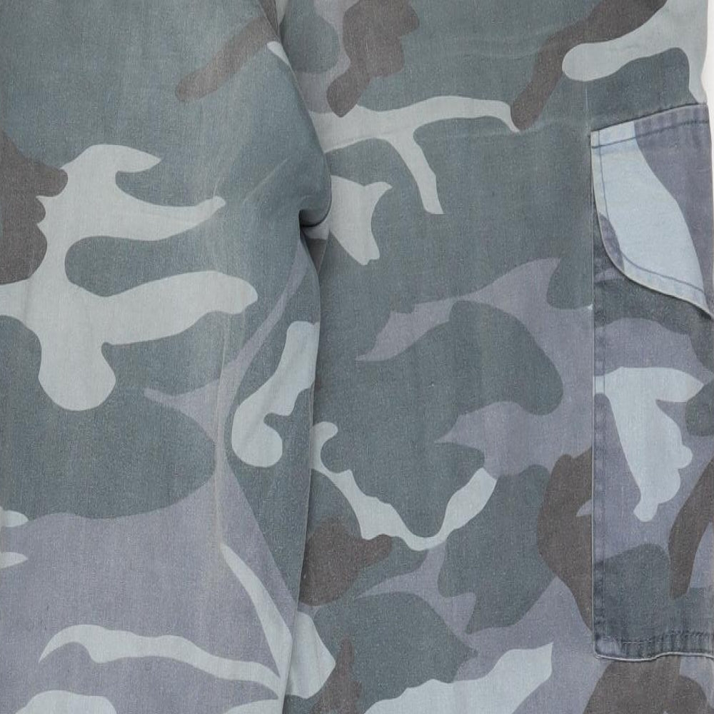 Daniel Mens Grey Camouflage Cotton Cargo Trousers Size 38 in L31 in Regular