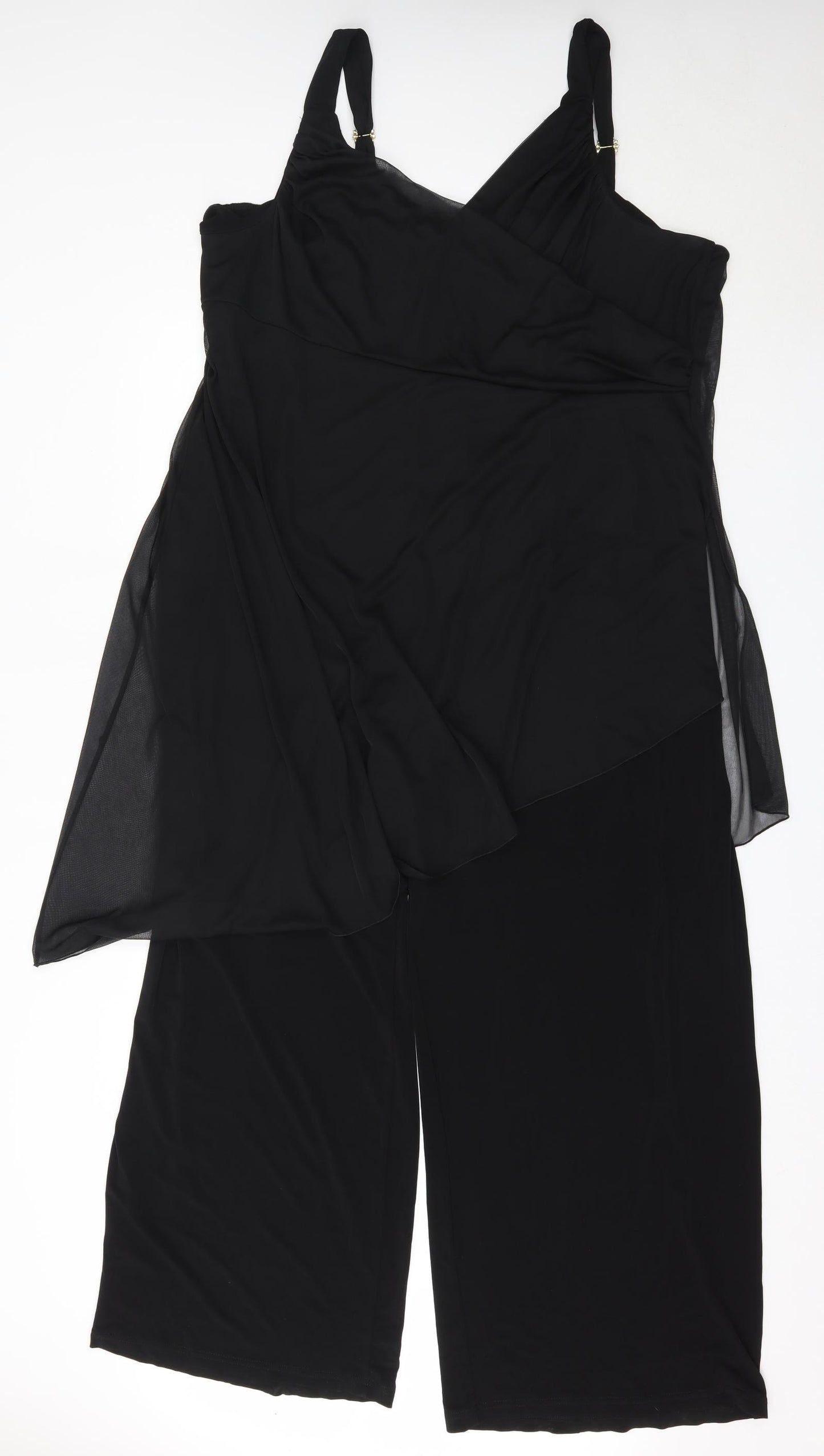 Agenda Womens Black  Polyester Jumpsuit One-Piece Size 28
