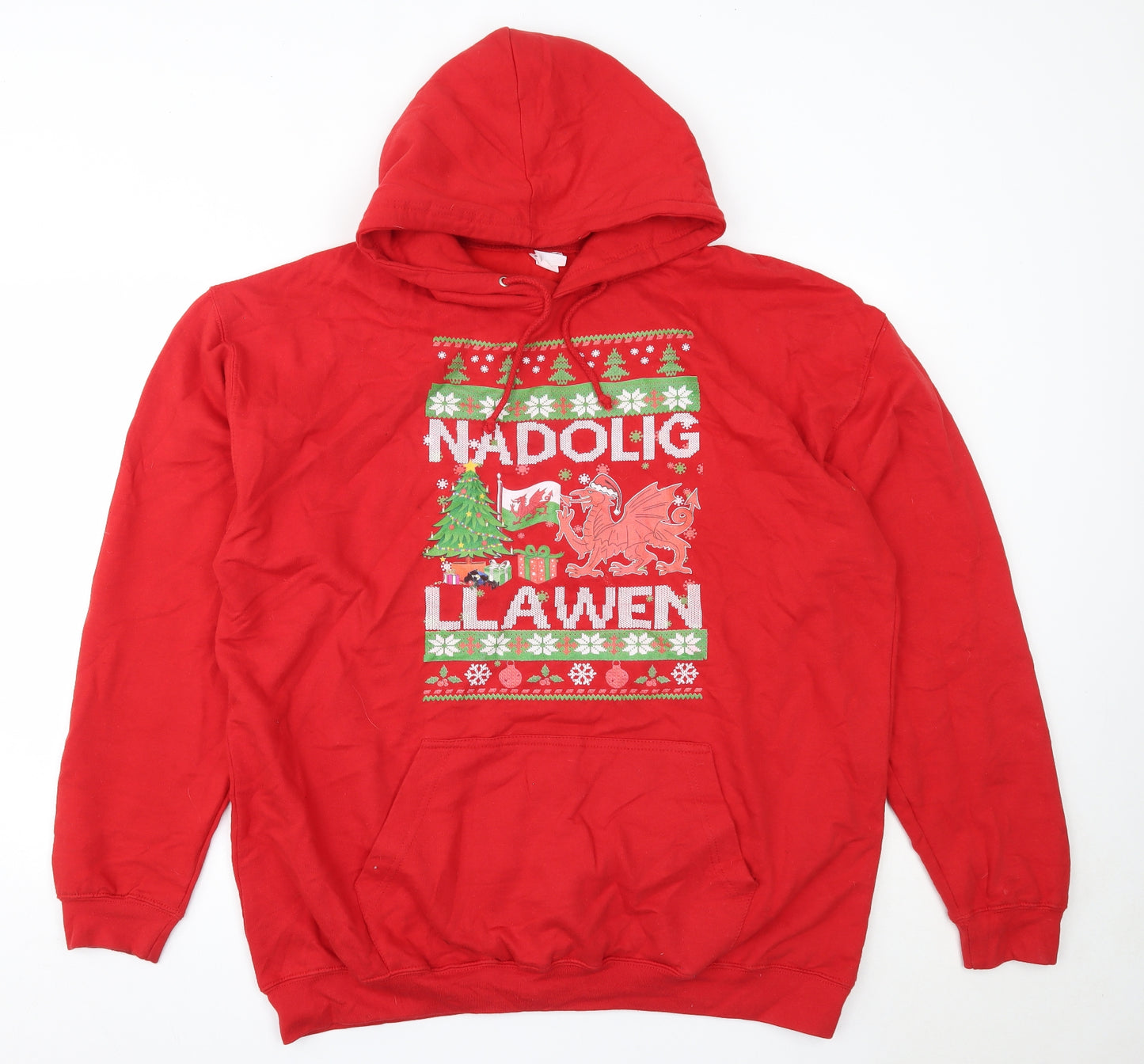 All We Do is Mens Red  Cotton Pullover Hoodie Size 2XL   - wales christmas