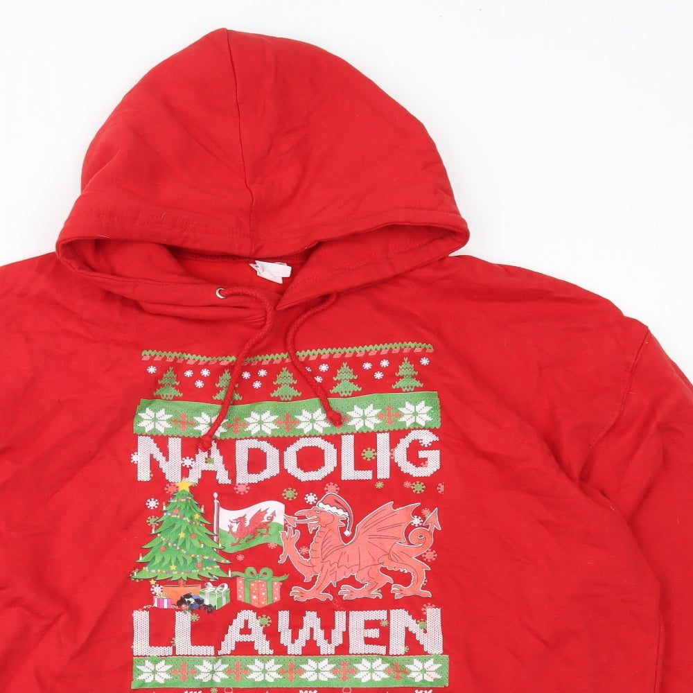 All We Do is Mens Red  Cotton Pullover Hoodie Size 2XL   - wales christmas