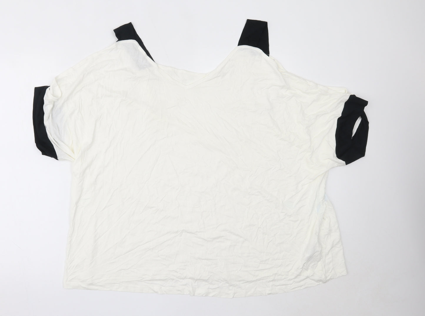 Body Flirt Womens White  Viscose Basic T-Shirt Size 2XL V-Neck