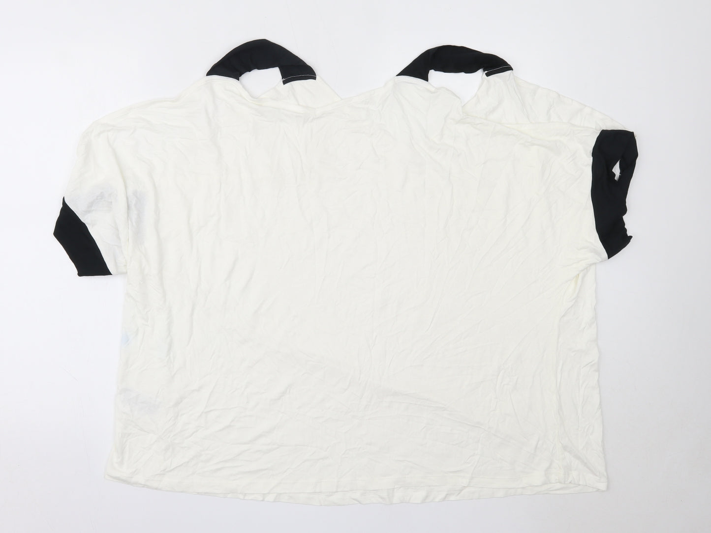 Body Flirt Womens White  Viscose Basic T-Shirt Size 2XL V-Neck