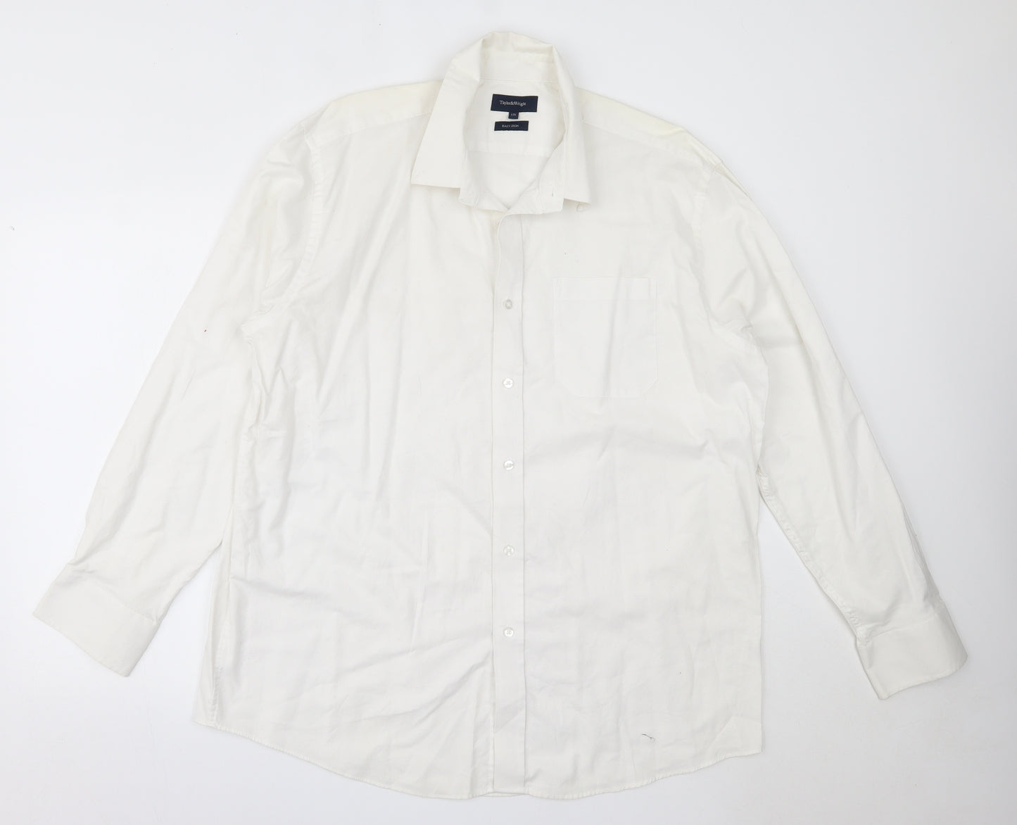 Taylor & Wright Mens White  Cotton  Button-Up Size 17.5 Collared